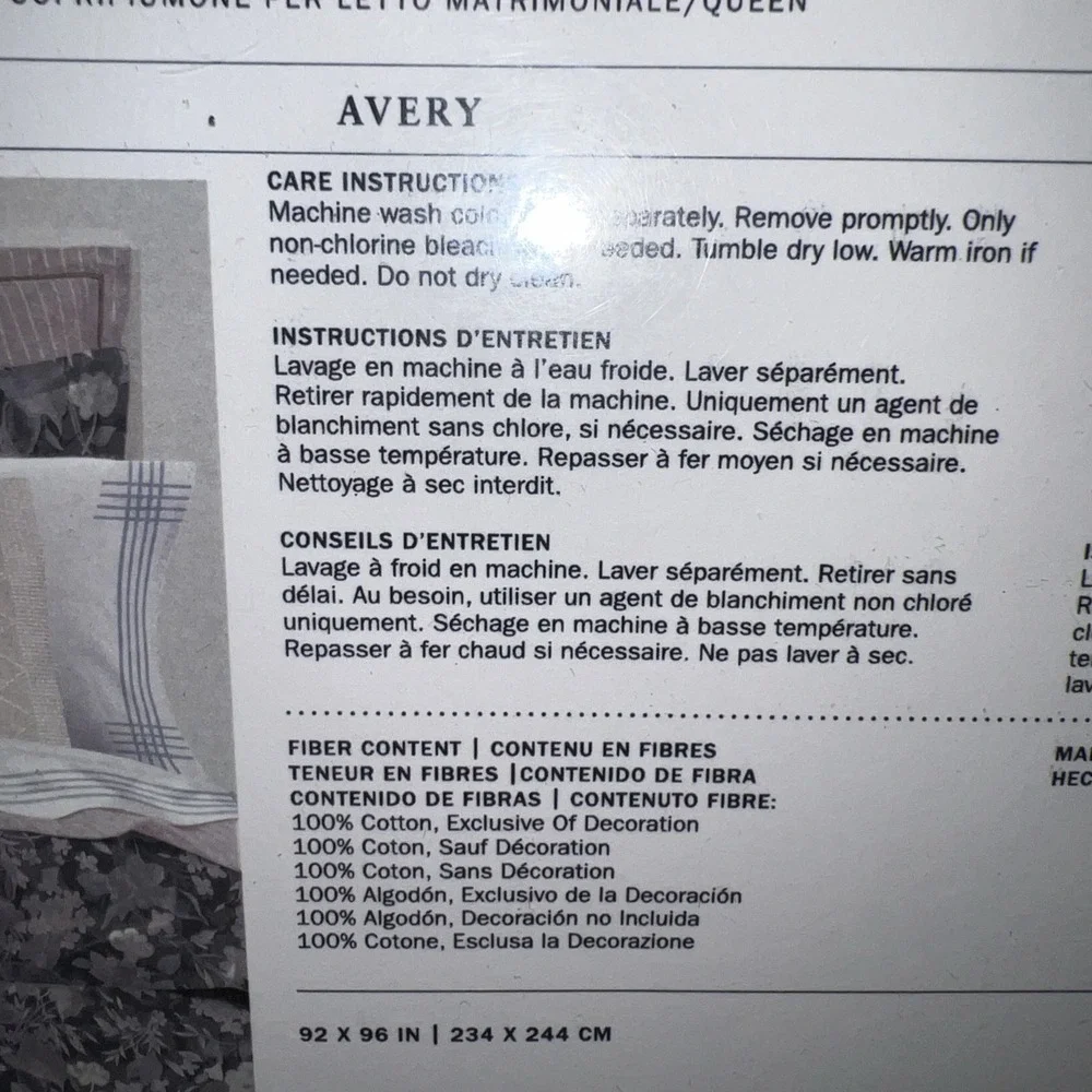 Ralph Lauren Avery Duvet Cover‎ Full /Queen  Gray Chrysanthemum Floral 92 X 96
